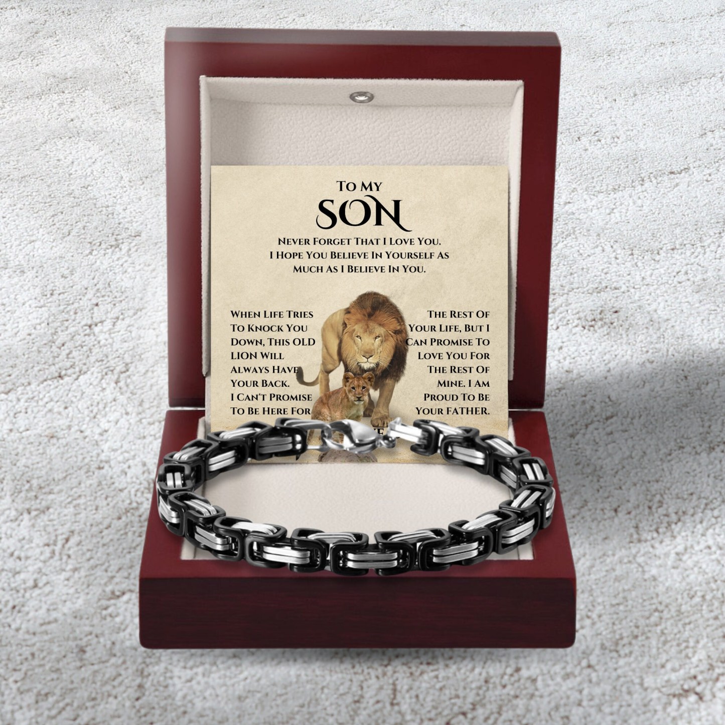 To My Son Cuban Link Bracelet Stainless Steel Bracelet Dad to Son Warm Gift - I Am Proud Of Your Father-Jessemade AU