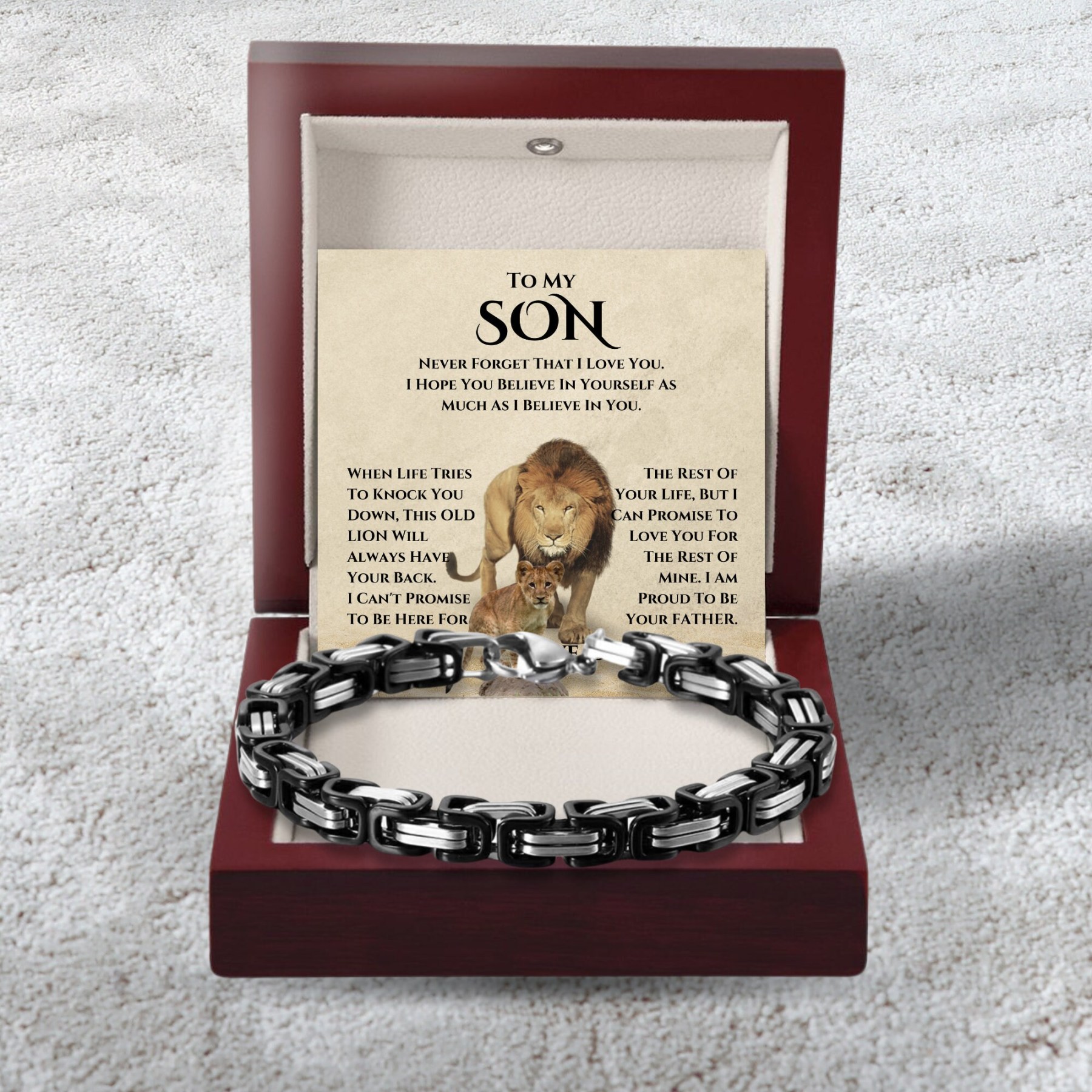 To My Son Cuban Link Bracelet Stainless Steel Bracelet Dad to Son Warm Gift - I Am Proud Of Your Father-Jessemade AU