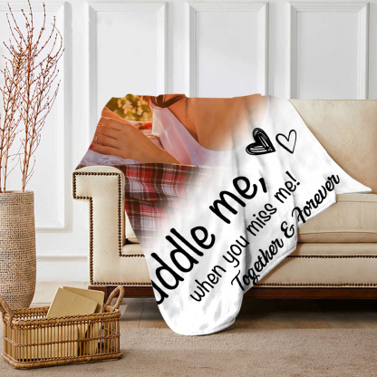 Personalised Couple Blanket Custom Photo & Text Blanket Valentine's Day Gift for Him/Her - Cuddle Me, When You Miss Me-Jessemade AU