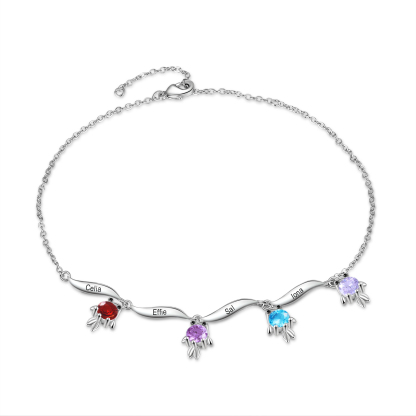 4 Names -Personalised Women's Anklet Customised Birthstones & Names Anklet Fish Anklet Birthday Gift for Her-Jessemade AU