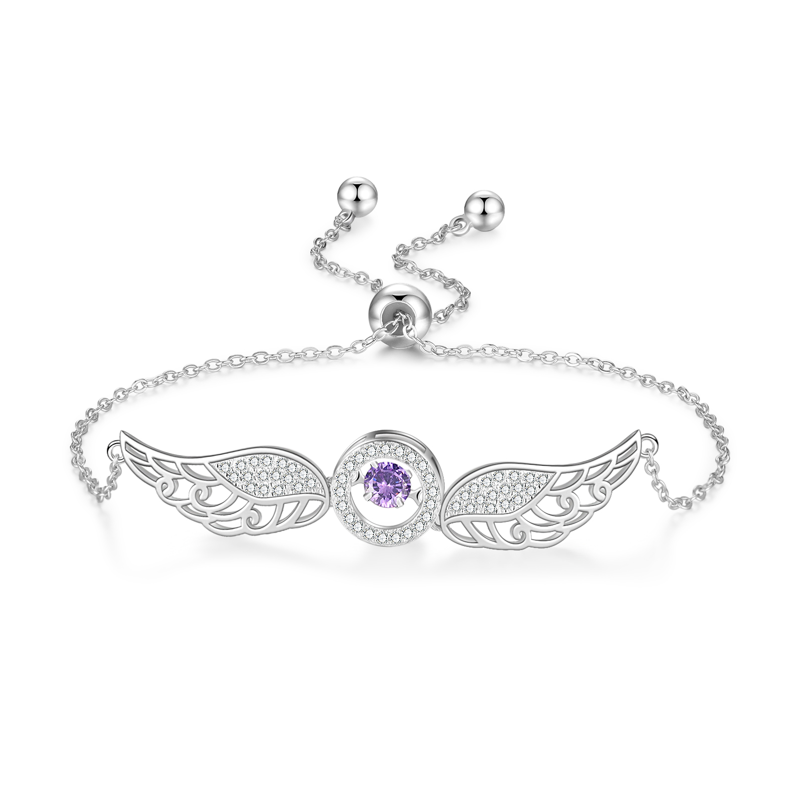 Personalised Angel Wings Bracelet with Birthstone Women's Bracelet-Jessemade AU