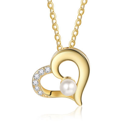 1 Name - Personalised Heart Shape Pendant Necklace Women's Customised Name Necklace Pearl Necklace Birthday Gift for Mother-Jessemade AU