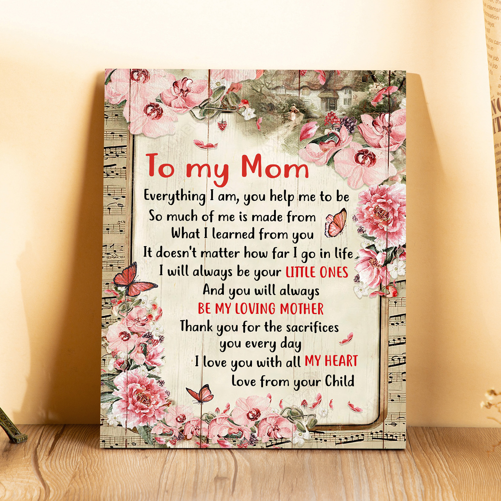 To My Mom/Mum Wooden Plaque Flowers Home Decoration Mother's Day Gifts - You Will Always Be My Loving Mother-Jessemade AU