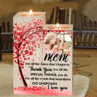 Personalised Photo Candle Holder Wooden Candlestick Gifts For Mom - For All The Times I Forgot To Thank You-Jessemade AU