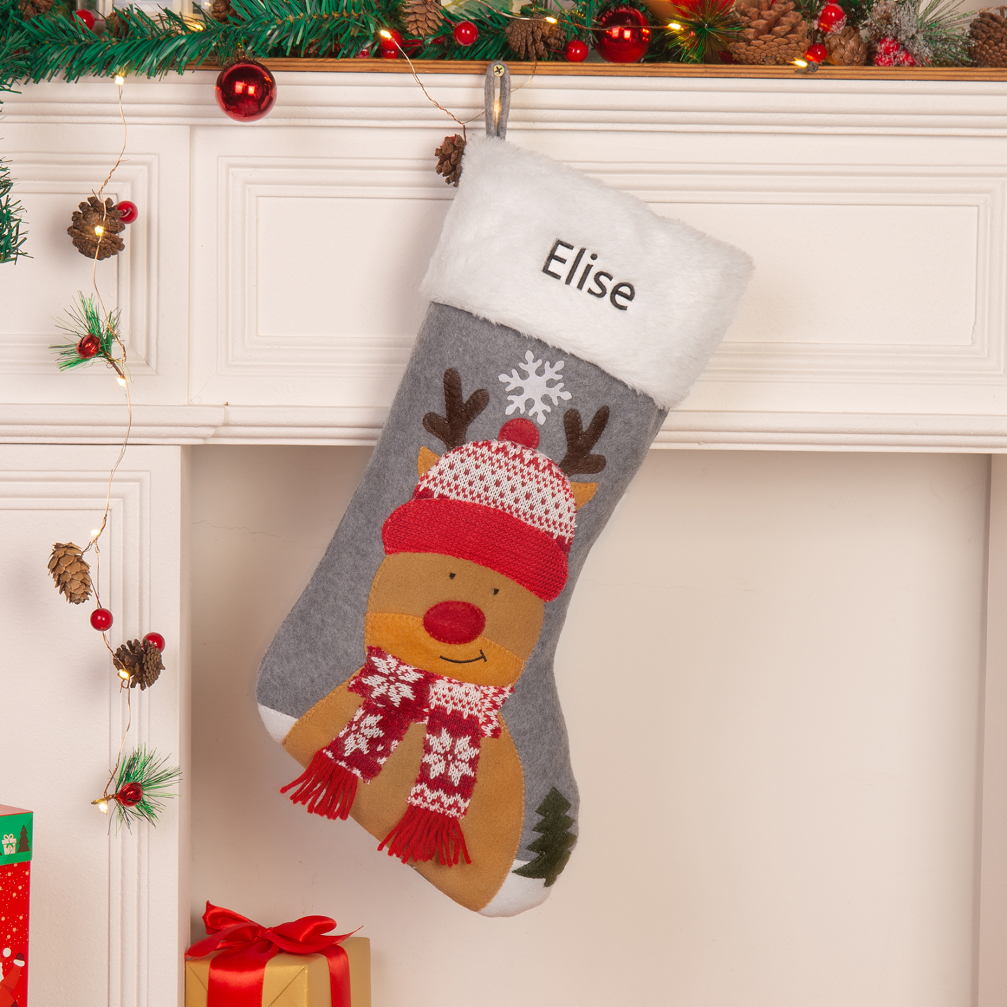 Customised 1 Name Christmas Stockings Ornaments Personalised Christmas Gray Gifts for Family Friends-Jessemade AU
