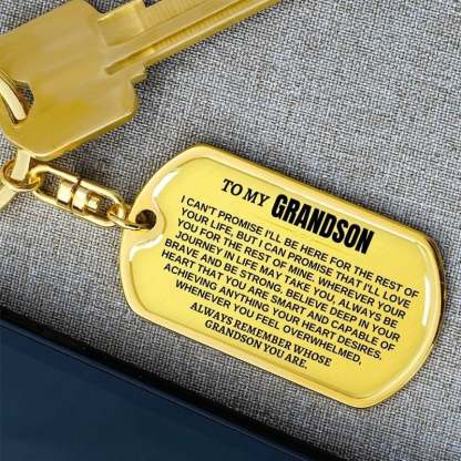 To My Grandson Keychain Stainless Steel Keychain "Whenever You Feel Overwhelmed, Always Remember Whose Grandson You Are"-Jessemade AU
