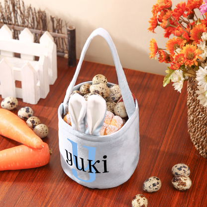 Personalised Bunny Tote Bag Custom Name & Letter Bunny Basket Bucket Bag Easter Gifts-Jessemade AU