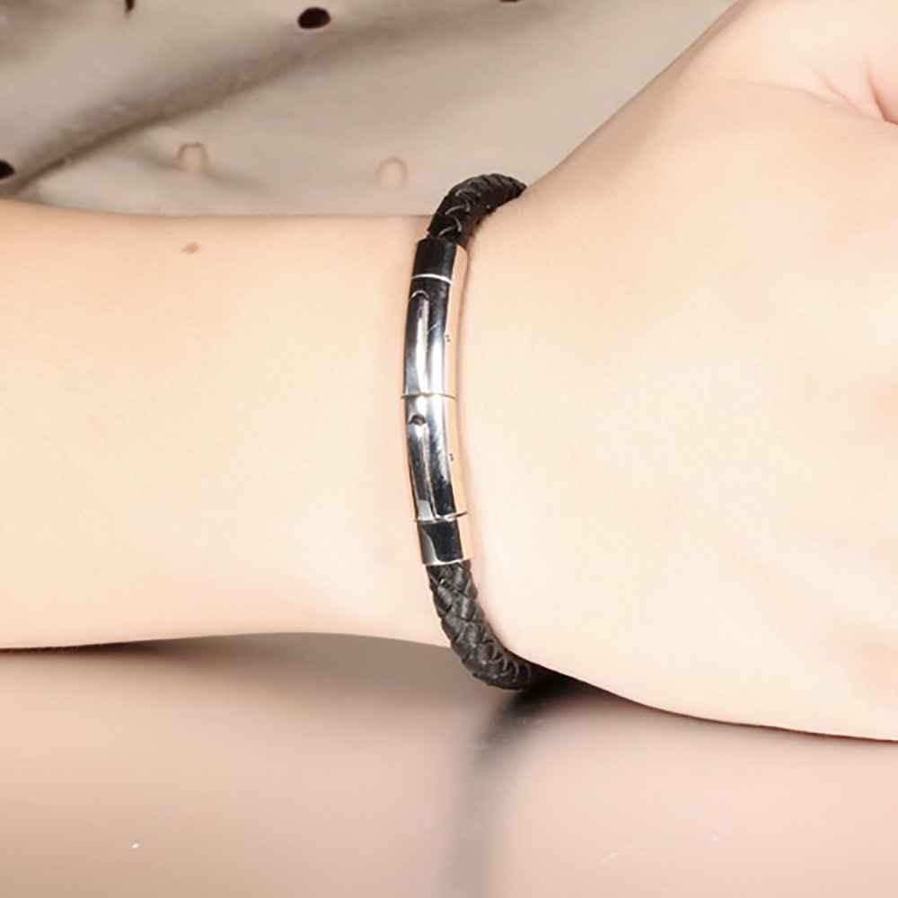 Men's Bracelets & Bangles Leather Black Braided Rope  Gift for Dad-Jessemade AU