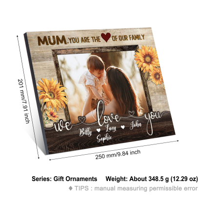 Personalised 4 Names & 1 Photo Wooden Plaque Custom Sunflower Home Decor Gifts for Mum - You Are The Heart/Love Of Our Family-Jessemade AU