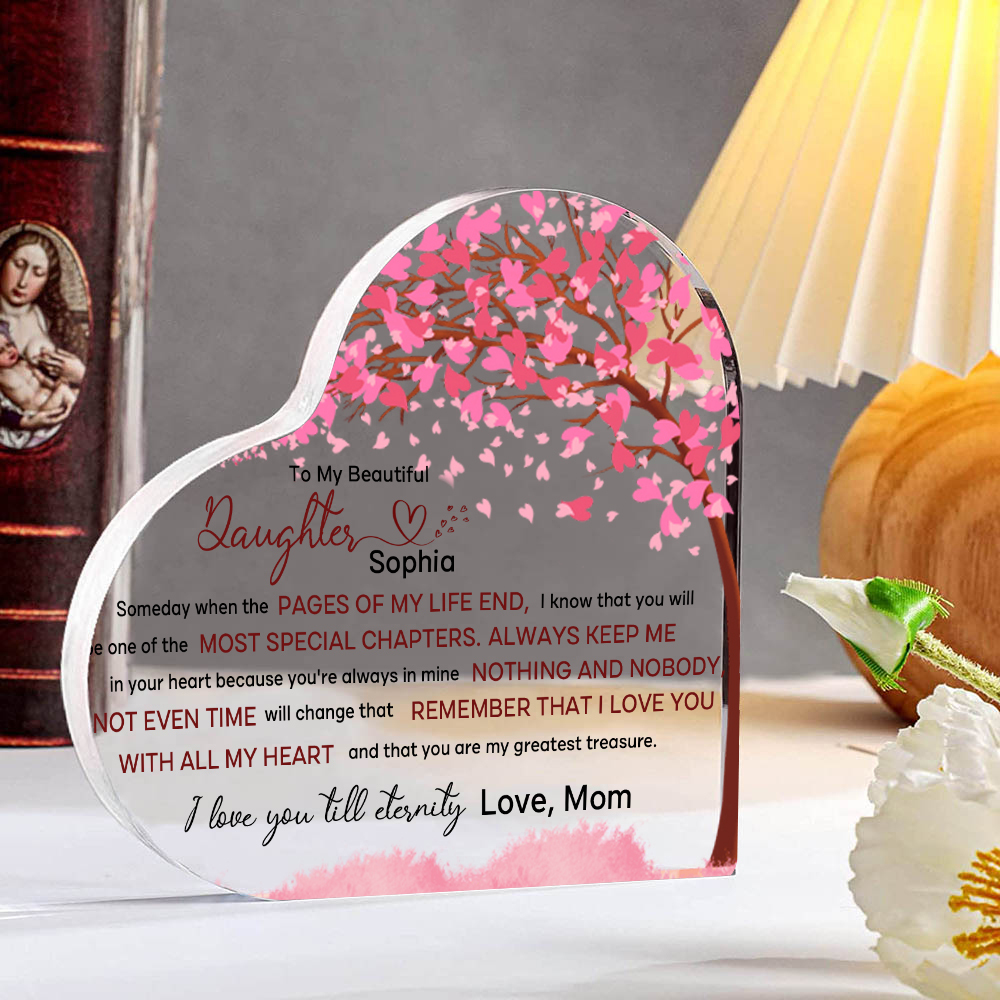 To My Daughter Acrylic Heart Keepsake Personalized 2 Names Pink Tree Ornament - I Love You Till Eternity-Jessemade AU