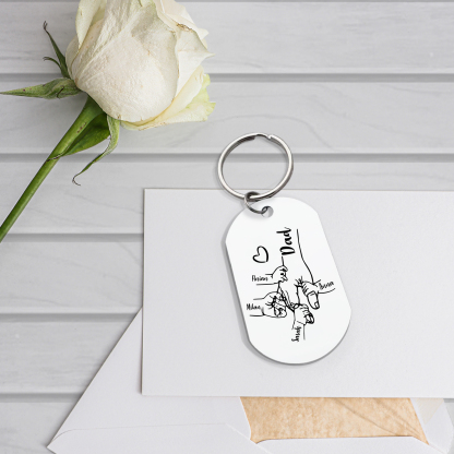 4 Names - Personalised Name Keychain Holding Hands Keychain Father's Day Gifts For Dad-Jessemade AU