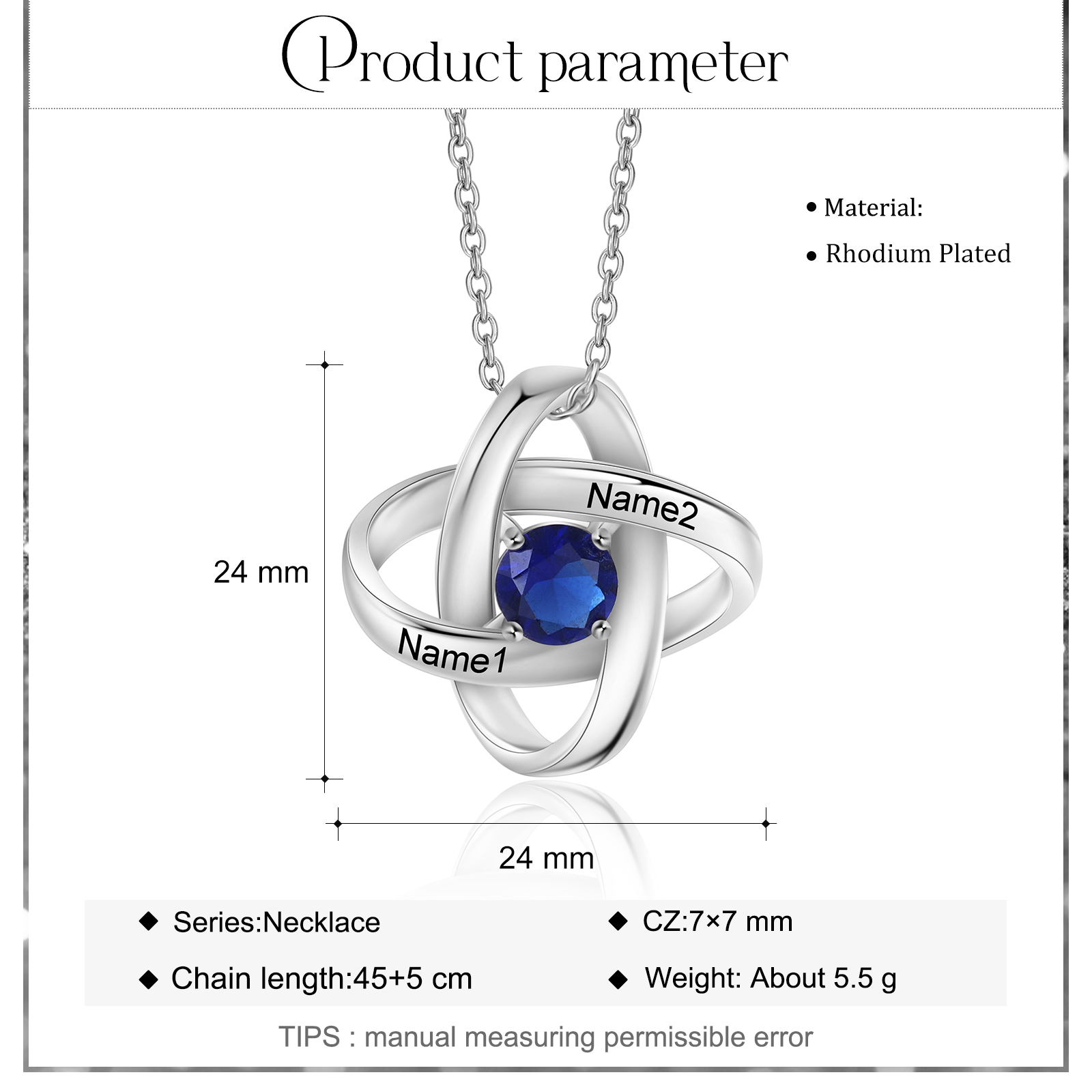 Personalised Necklace With 1 Birthstone Engraved Names Gift For Her-Jessemade AU