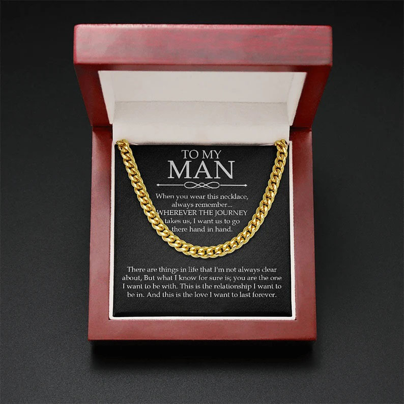 To My Man-Cuban Link Chain Necklace Gift Set "You are The One I Want to be With"-Jessemade AU