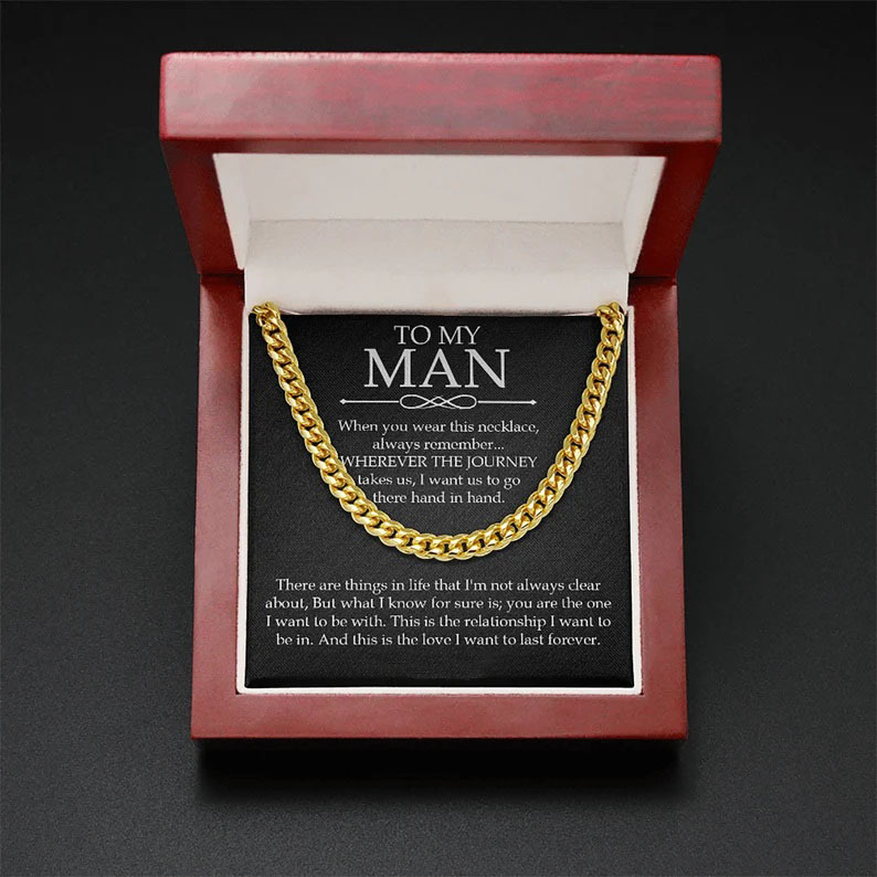 To My Man-Cuban Link Chain Necklace Gift Set "You are The One I Want to be With"-Jessemade AU