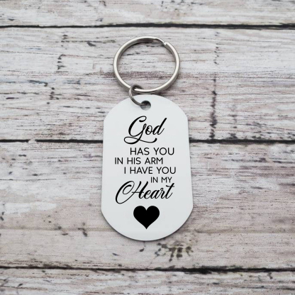 Memorial Photo Keychain Custom Name & Date Keyring Personalised Keychains - God Has You in His Arm, I Have You in My Heart-Jessemade AU