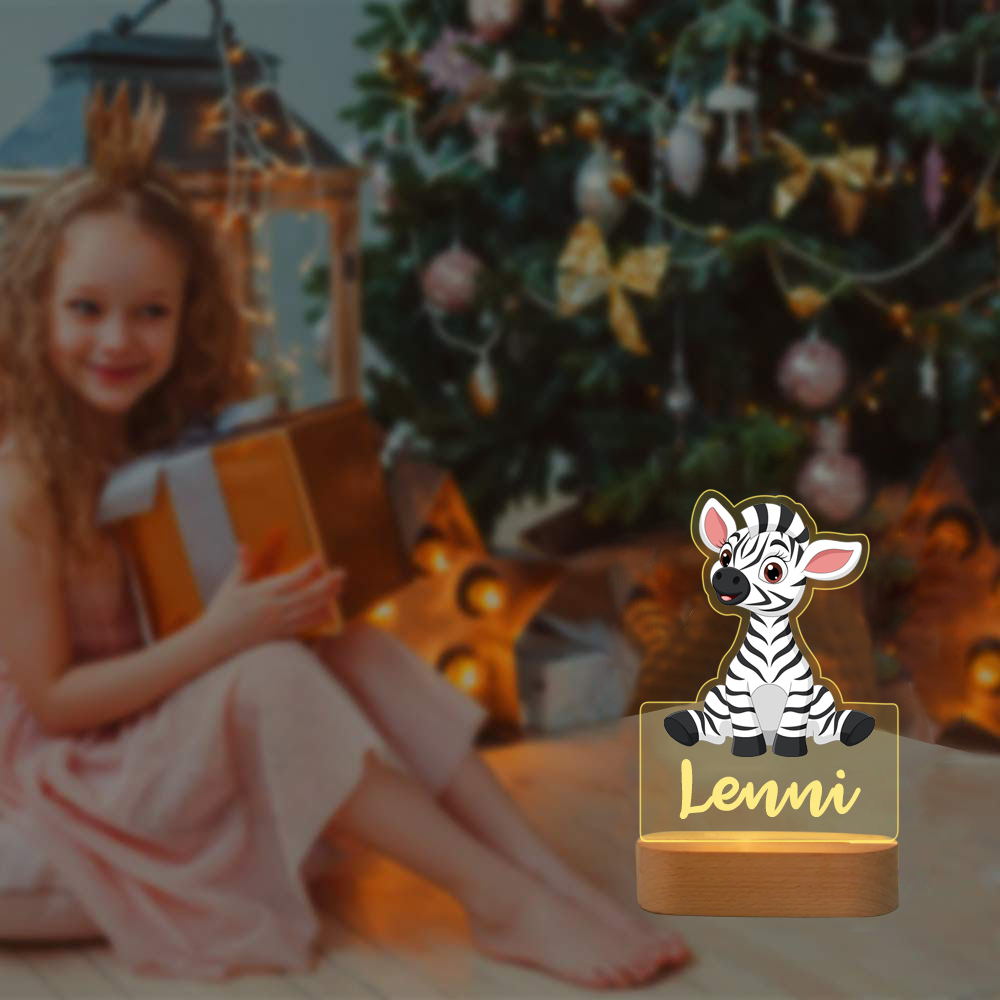 Personalised Name Acrylic Zebra Night Light LED Lamp Gifts For Kids-Jessemade AU
