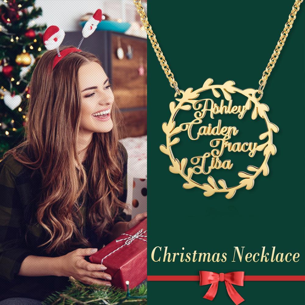 Personalised Circle Necklace Custom 4 Names Necklace Gift For Her-Jessemade AU