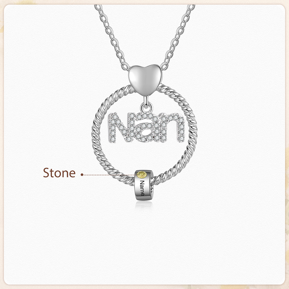 1 Name - Personalised Nan Necklace Custom Names & Birthstones Circle Pendant Necklace Gift for Grandma Nanna-Jessemade AU