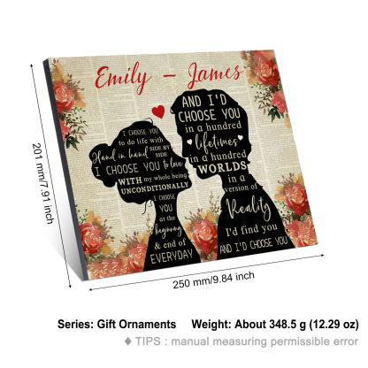 Personalised Wooden Plaque Custom 2 Names Art Decorations Desktop Ornaments Couple Gifts - I'd Find You And I'd Choose You-Jessemade AU