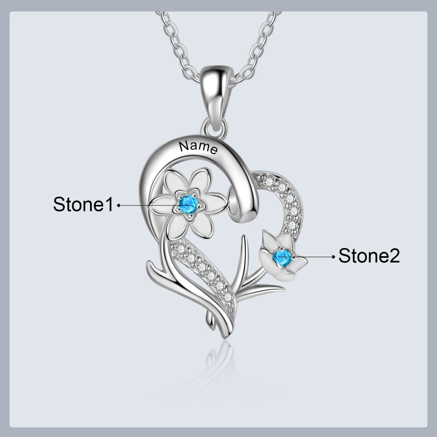 Personalised March Birthflower Necklace With Birthstones Custom 1 Name Necklace For Her-Jessemade AU