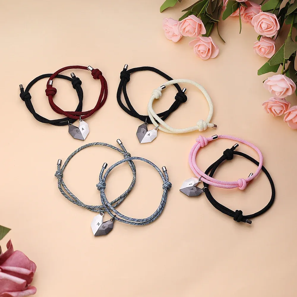 Personalised Two Souls One Heart Bracelet Magnetic Bracelet Set for Couple-Jessemade AU
