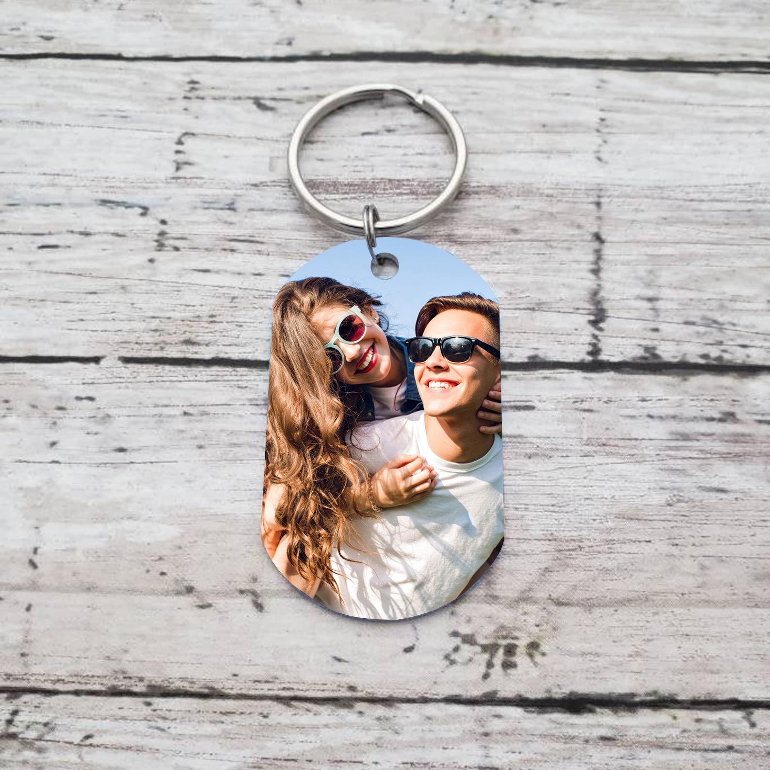 Personalised Couple Photo Keychain Custom 2 Names & Text & Year Keyring Gift for Him/Her-Jessemade AU