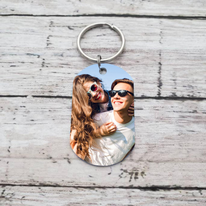 Personalised Couple Photo Keychain Custom 2 Names & Text & Year Keyring Gift for Him/Her-Jessemade AU