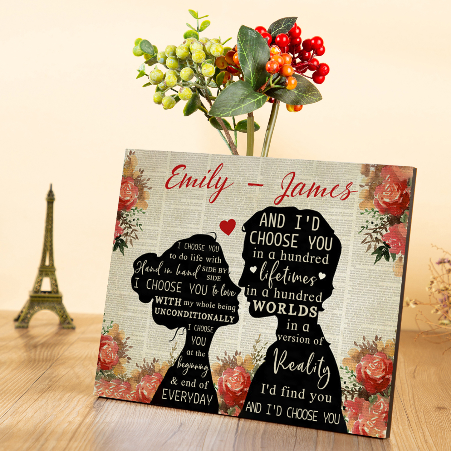 Personalised Wooden Plaque Custom 2 Names Art Decorations Desktop Ornaments Couple Gifts - I'd Find You And I'd Choose You-Jessemade AU