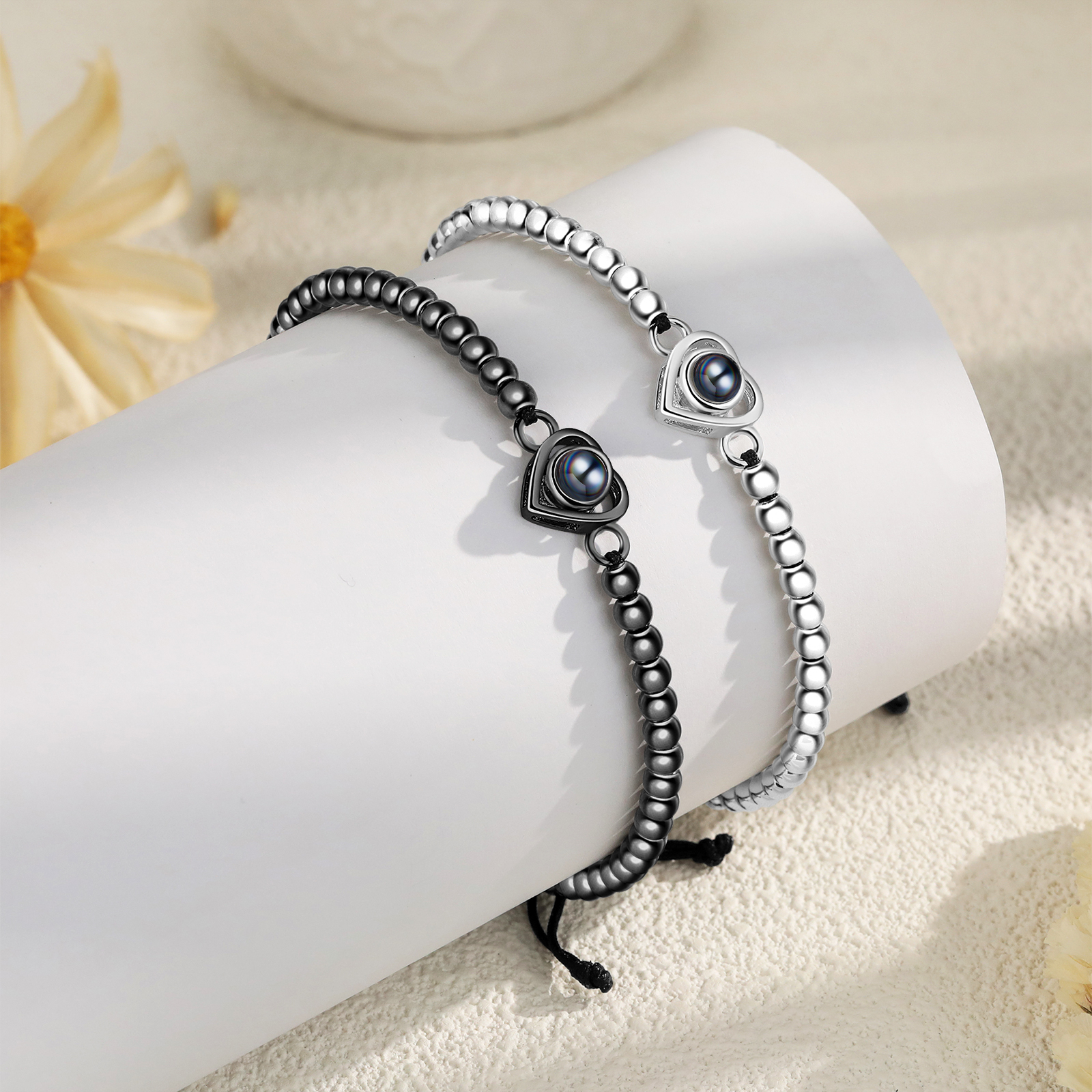 2 PCS Personalised Couple Projection Bracelet Customised 1 Photo Adjustable Bracelet Special Gift For Her/Him-Jessemade AU