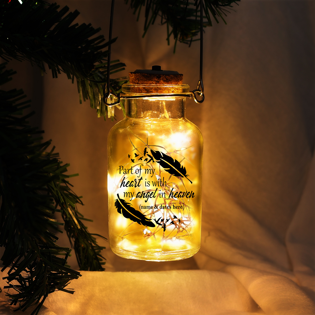 Personalised Jar Night Light Memorial Gifts "Part of My Heart Is with My Angel in Heaven"-Jessemade AU