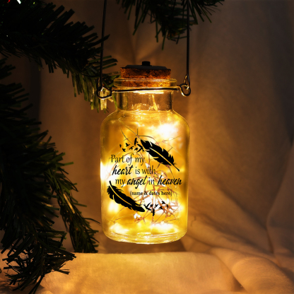 Personalised Jar Night Light Memorial Gifts "Part of My Heart Is with My Angel in Heaven"-Jessemade AU