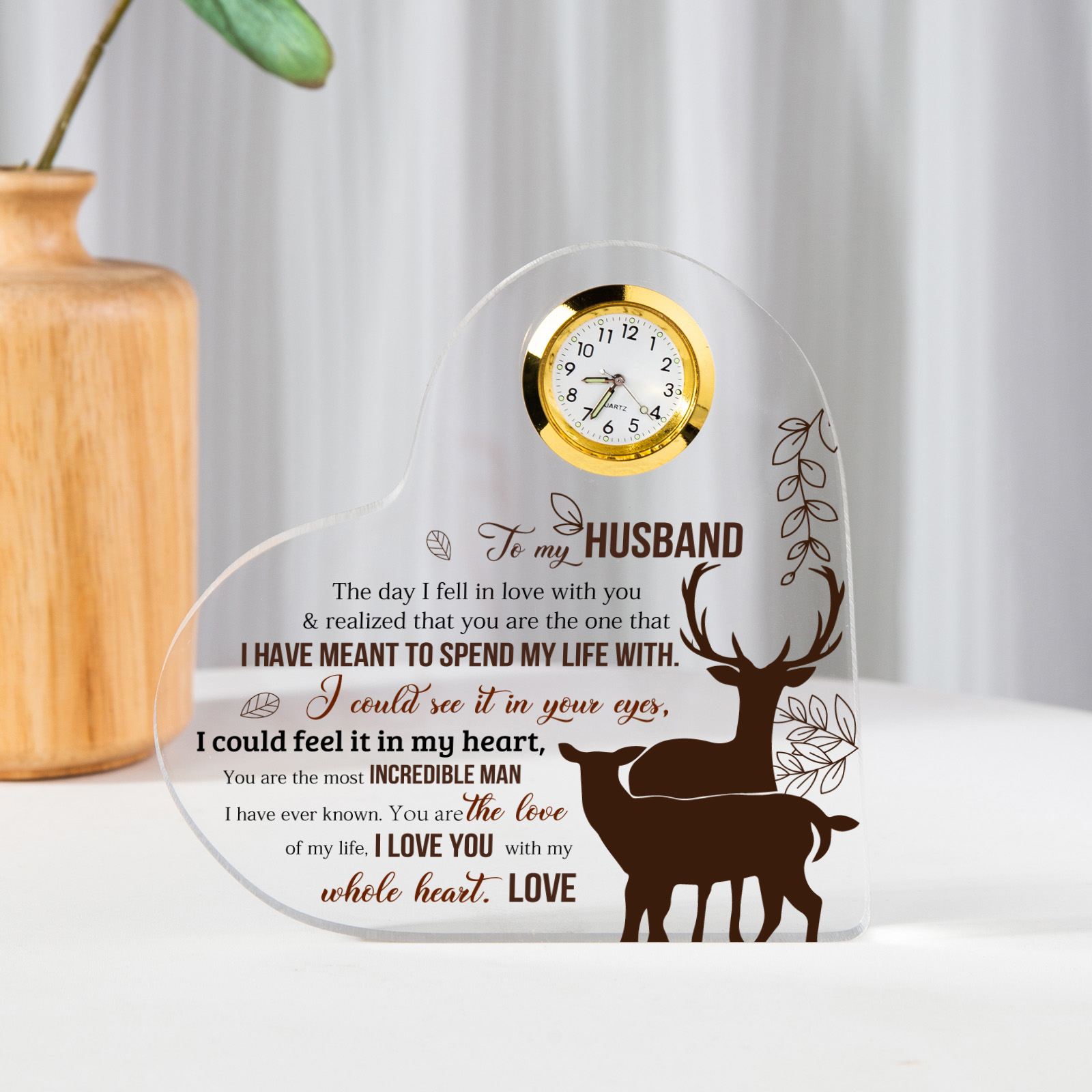 To My Husband Acrylic Heart Clock Keepsake Heart Sign - I HAVE MEANT TO SPEND MY LIFE WITH-Jessemade AU