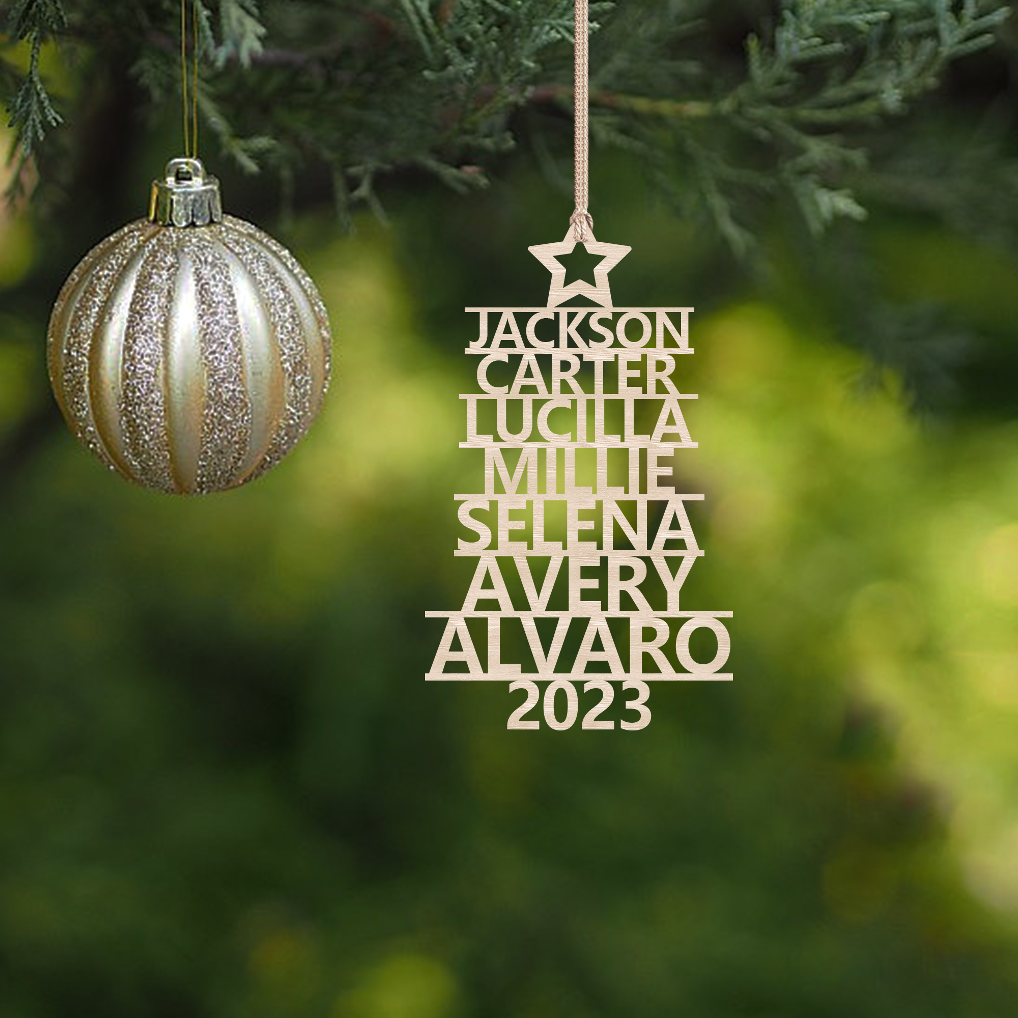 7 Names - Personalised Christmas Tree Ornaments Customised Name Xmas Wooden Decor Gifts for Family Friends-Jessemade AU