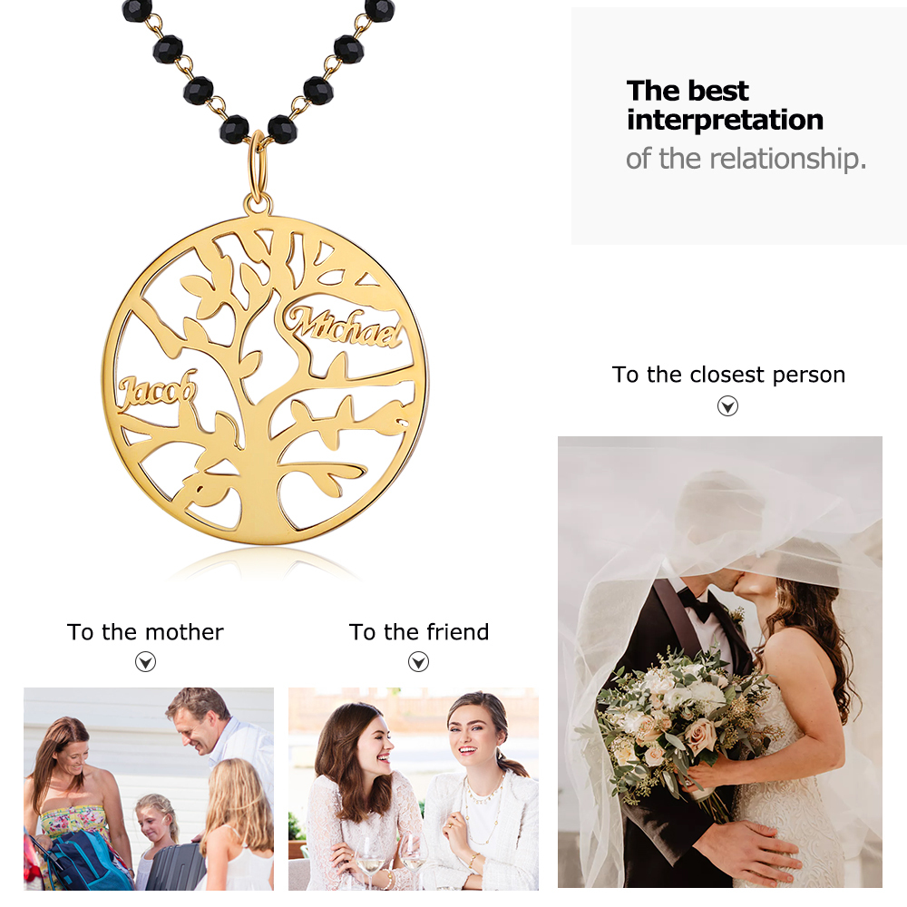 Personalised Family Tree Necklace Custom 2 Names Necklace Gift For Mother-Jessemade AU