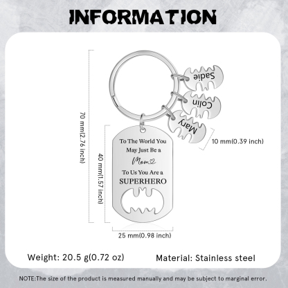 You Are A Superhero Keychain Personalised 3 Names Bat Keychain Engraved Gift for Dad/Grandpa/Grandad/Mom/Mum-Jessemade AU