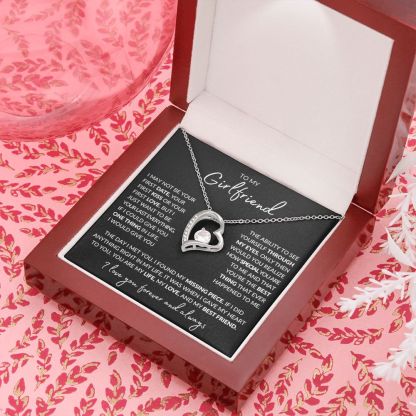 To My Girlfriend Necklace Heart Pendant Necklace Valentine's Day Gift for Her - I Love You Forever and Always-Jessemade AU