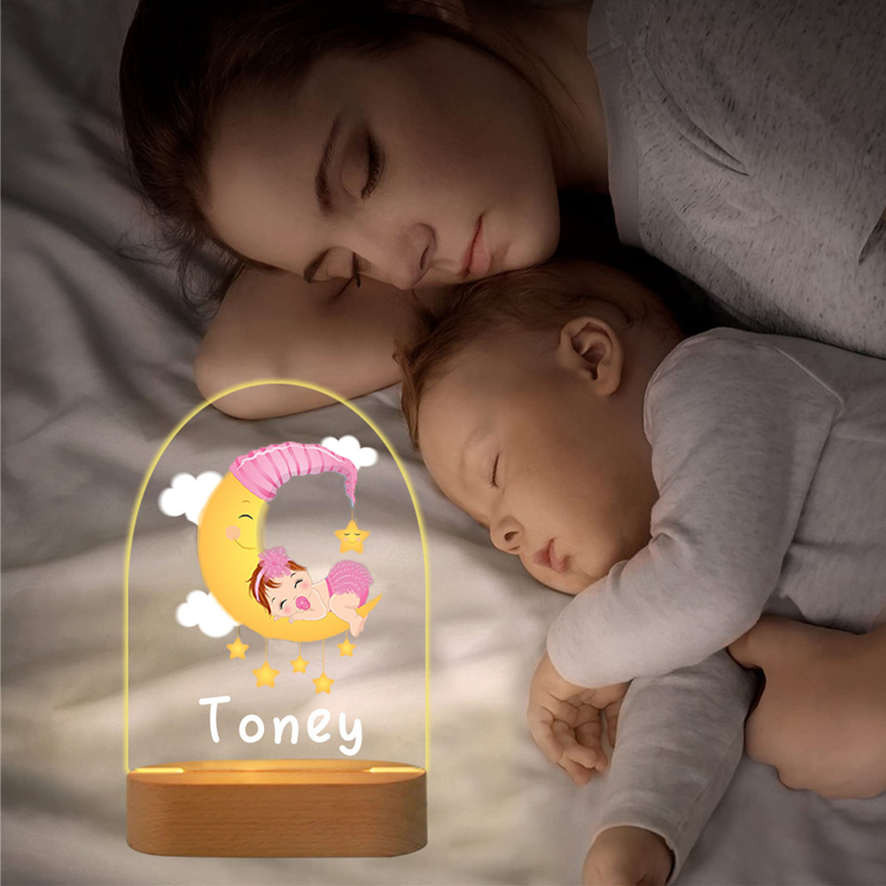 Personalised Sleeping Baby Night Light Custom Name LED Lamp Baby Gift for Kids-Jessemade AU