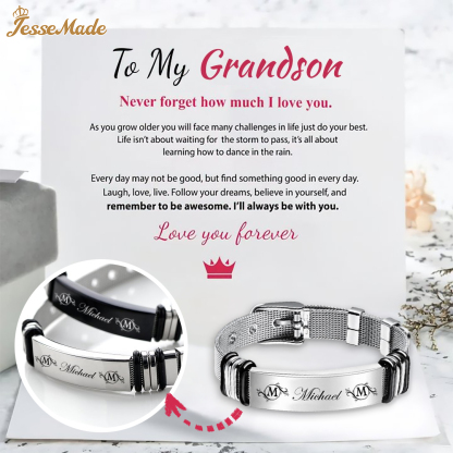 Personalised Men's Name Bracelet Custom Name Letter Watchband Initial ID Bar Bangle Gifts For him-Jessemade AU