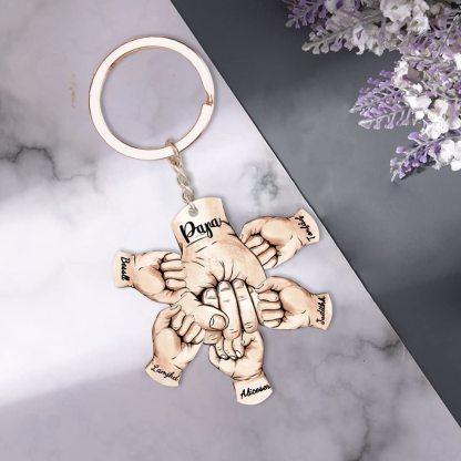 Personalised Fist Bump Keychain Engrave 4 Names Acrylic Keyring Father's Day Gifts-Jessemade AU