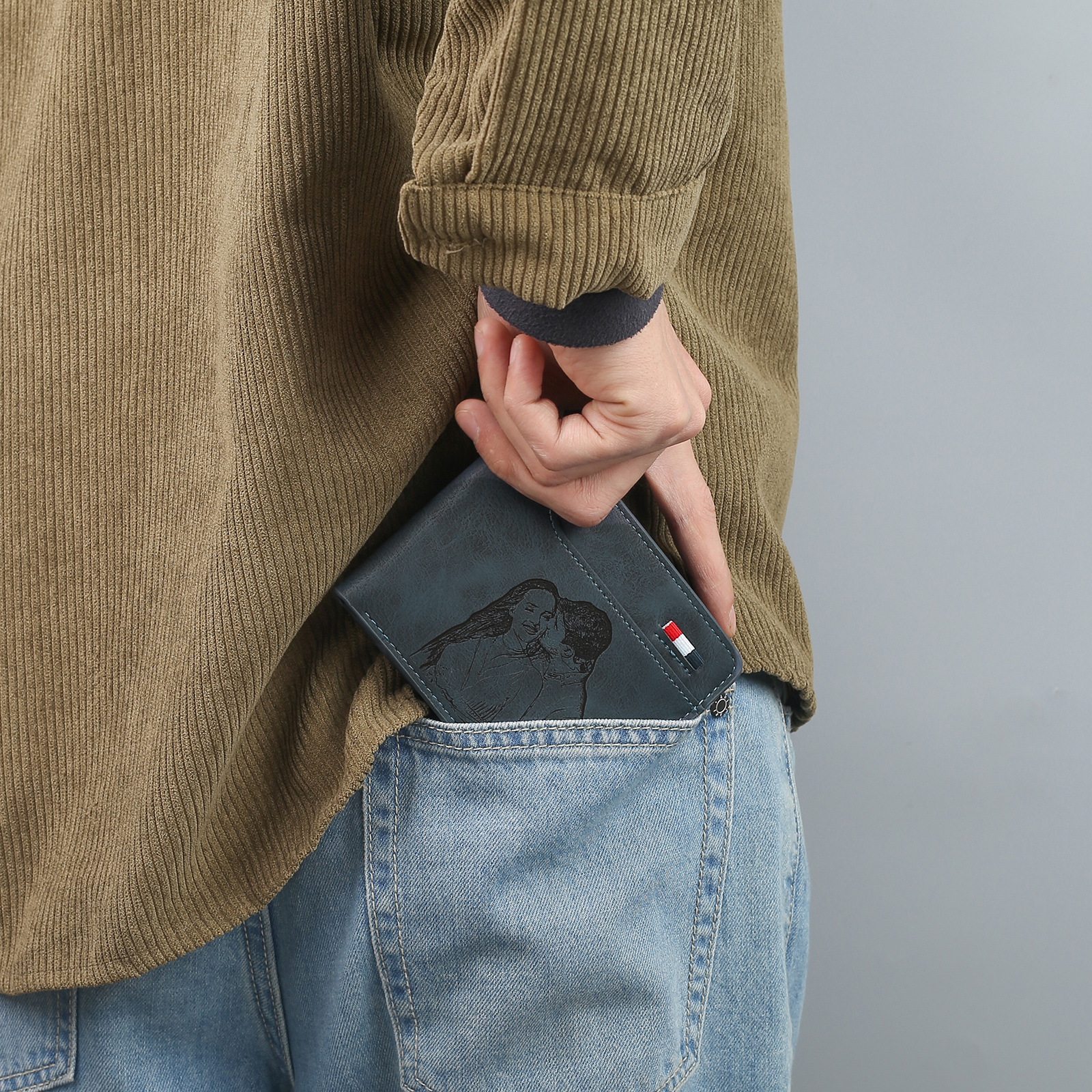 Personalised Monogram Leather Wallet Custom Photo & Name & Letter Wallet Father's Day Gift for Men-Jessemade AU