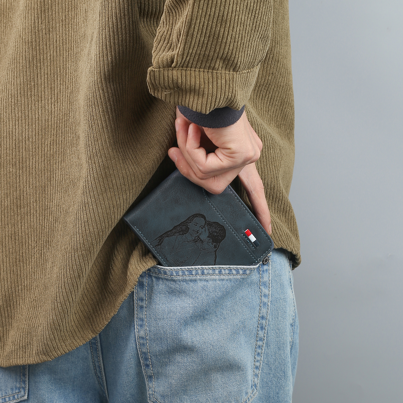 Personalised Monogram Wallet Custom Photo & Name & Letter Men's Leather Wallet Father's Day Gifts for Him
