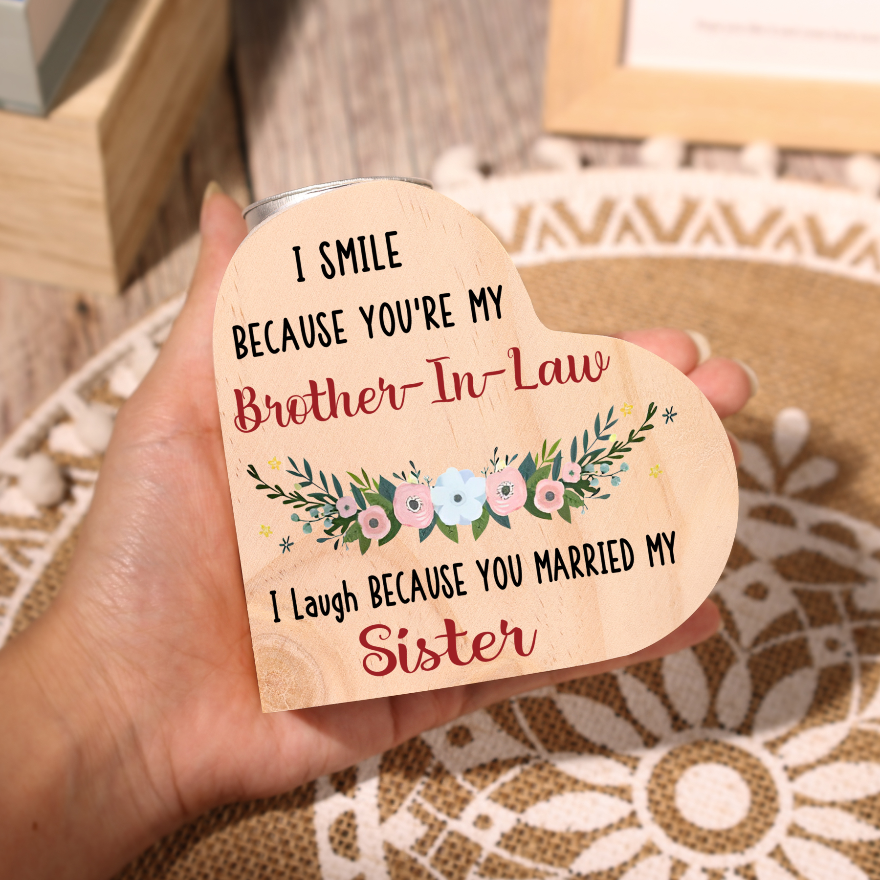 To My Brother-in-law Heart Candle Holder Wooden Candlesticks - I Smile Because You're My Brother-In-Law-Jessemade AU