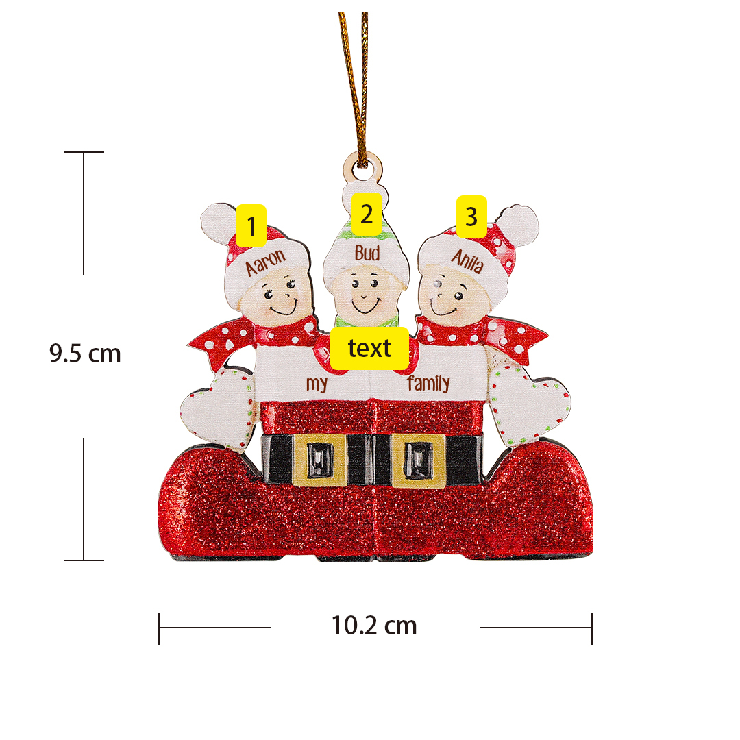 3 Names - Custom Text & Name Xmas Pendant Personalised Wooden Christmas Ornaments Gifts for Family-Jessemade AU