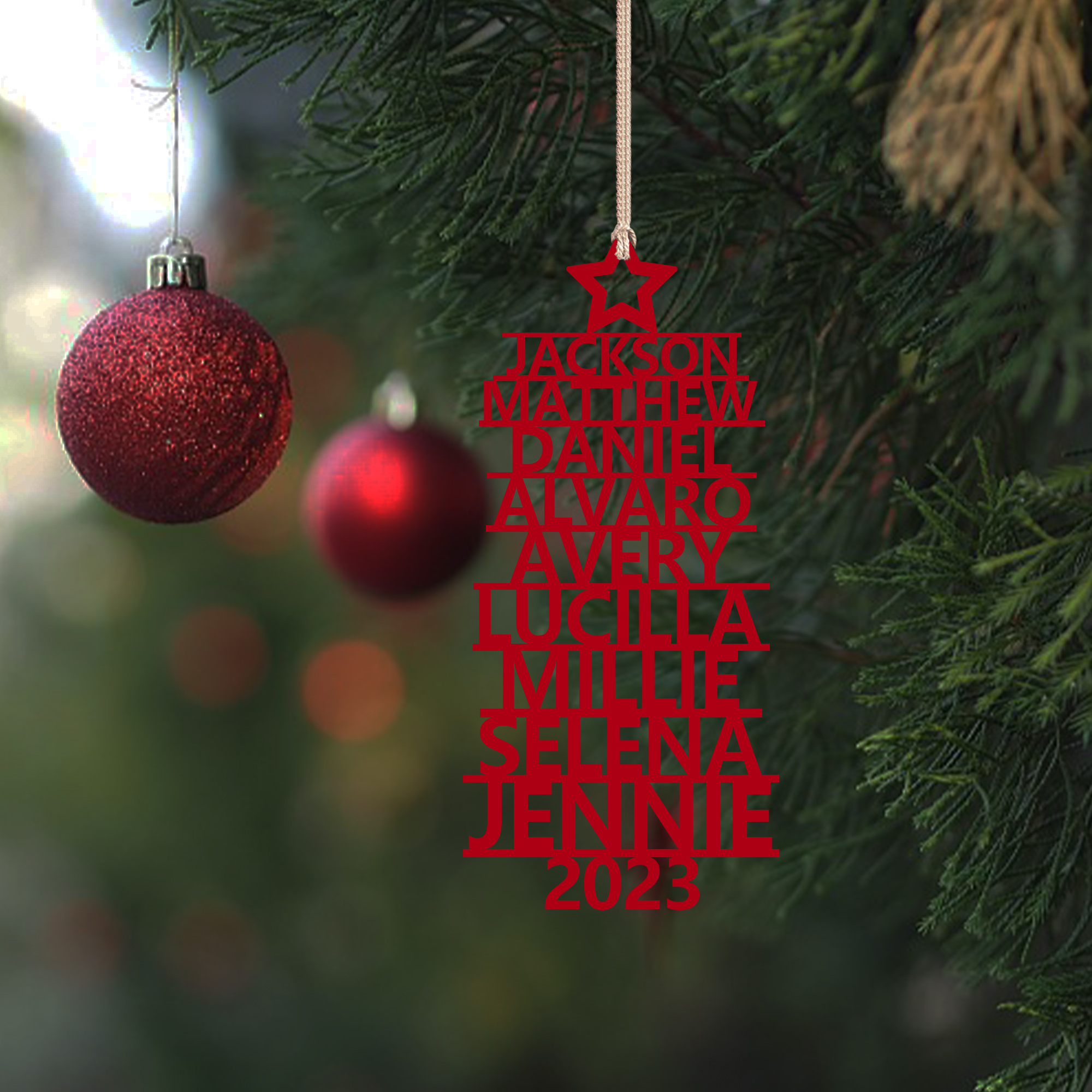 9 Names - Personalised Christmas Tree Ornaments Customised Name Xmas Wooden Decor Gifts for Family Friends-Jessemade AU