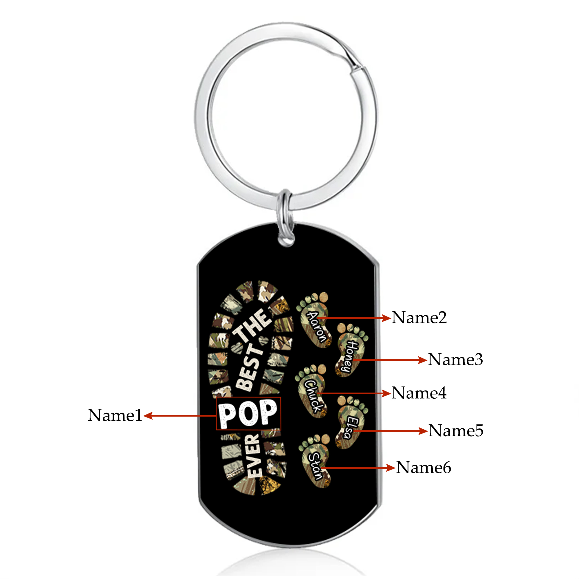 Personalised 6 Names Keychain Custom Dad Shoe Baby Feet Keychain Father's Day Gift for Father/Grandpa-Jessemade AU