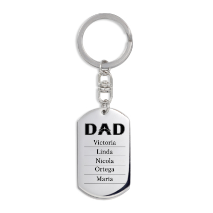 Personalised Photo Keychain Dad Keyring Engrave 5 Names Father's Day Gifts-Jessemade AU