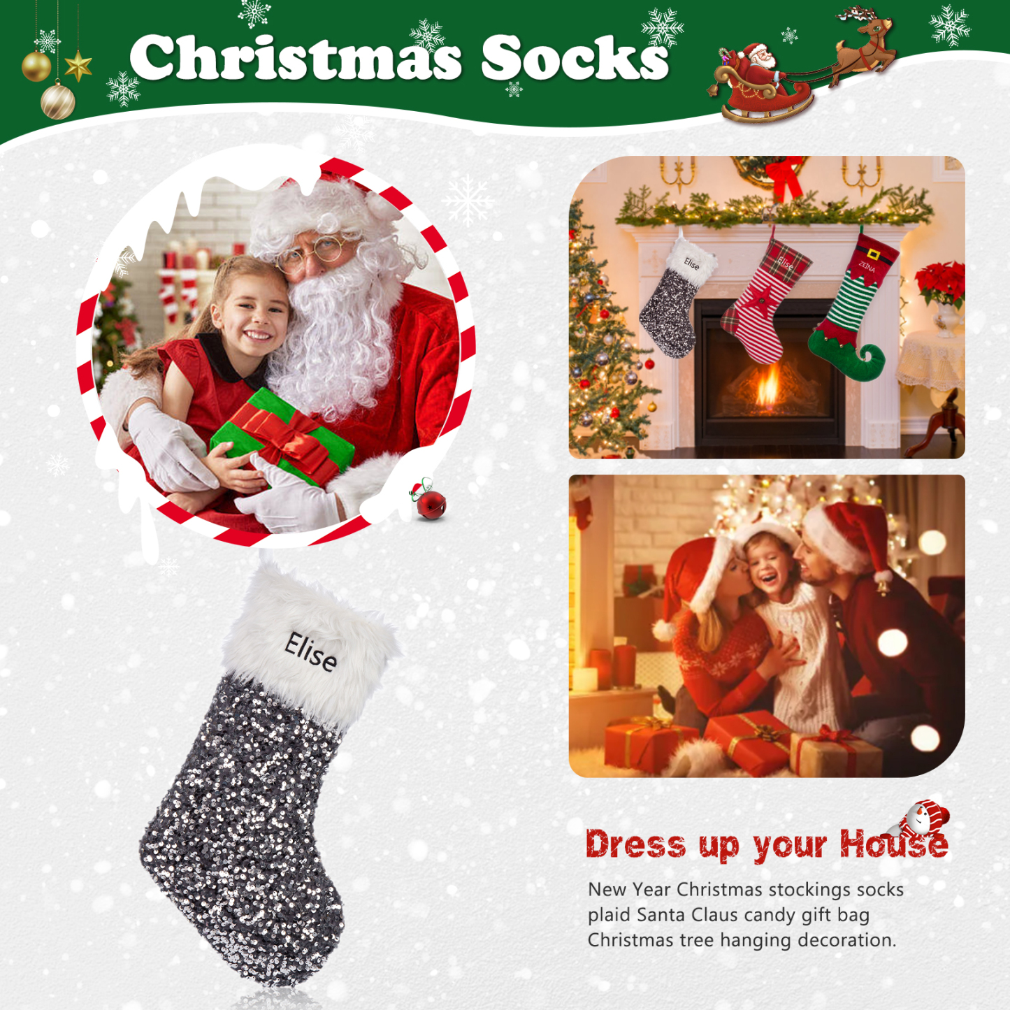 Custom 1 Name Christmas Stockings Ornaments Personalised Christmas Gifts for Family Friends-Jessemade AU