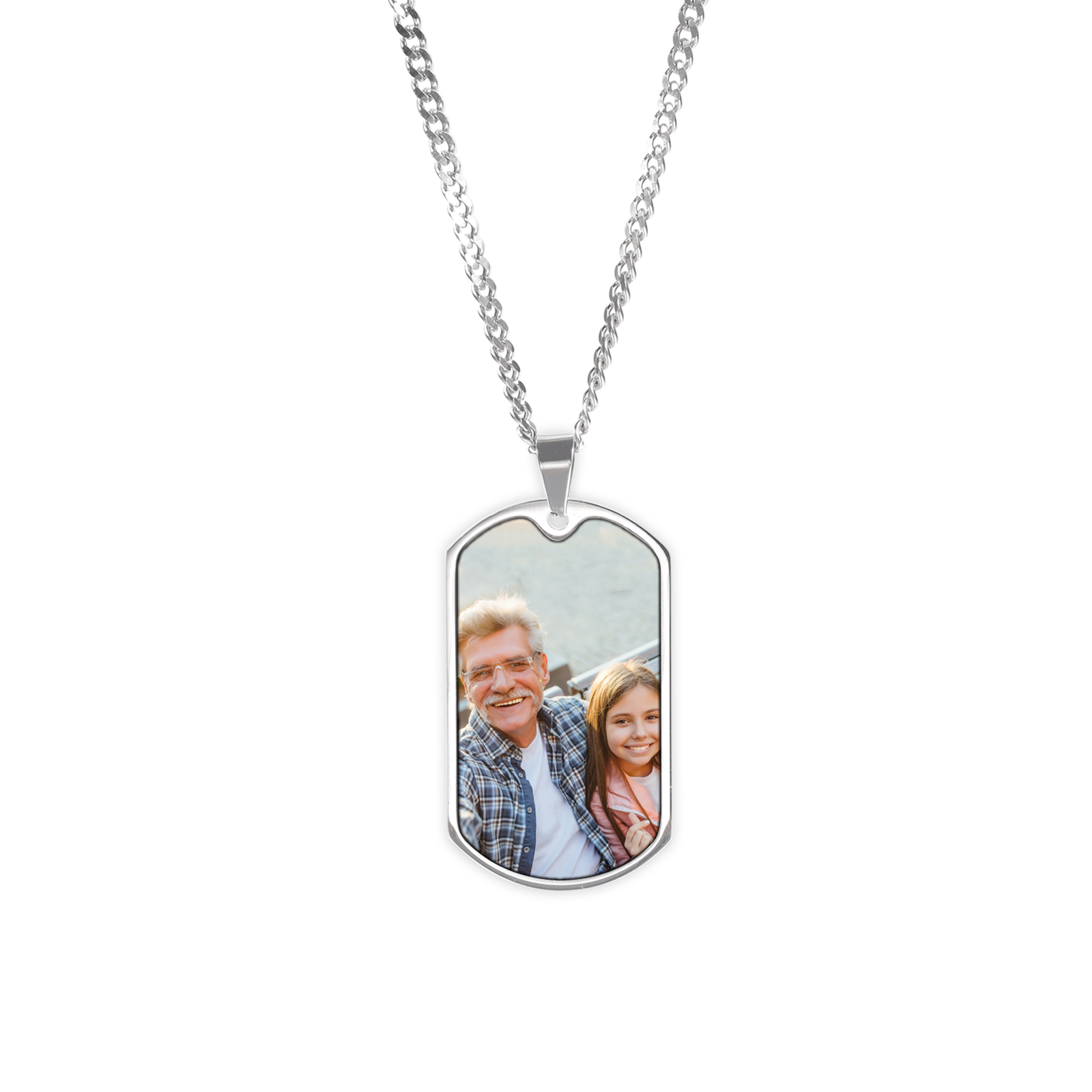 Personalised Photo Necklace Engraved Tag Keyring Gifts for Grandpa-Jessemade AU