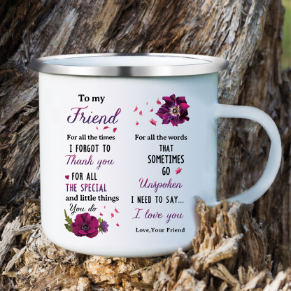 To My Friend Photo Mug Enamel Violets Cup Personalised Gifts for Friends - For All The Times I Forgot To Thank You-Jessemade AU