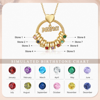 8 Names - Personalised Nana Necklace Custom Names & Birthstones Circle Pendant Necklace Gift for Grandma Nana-Jessemade AU
